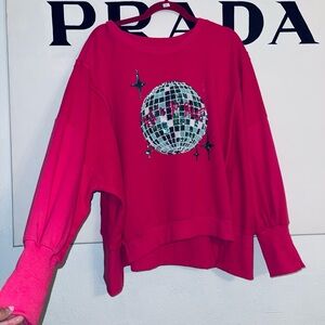 Fantastic Fawn Let’s Go Girls Pink Sequin Graphic Sweatshirt